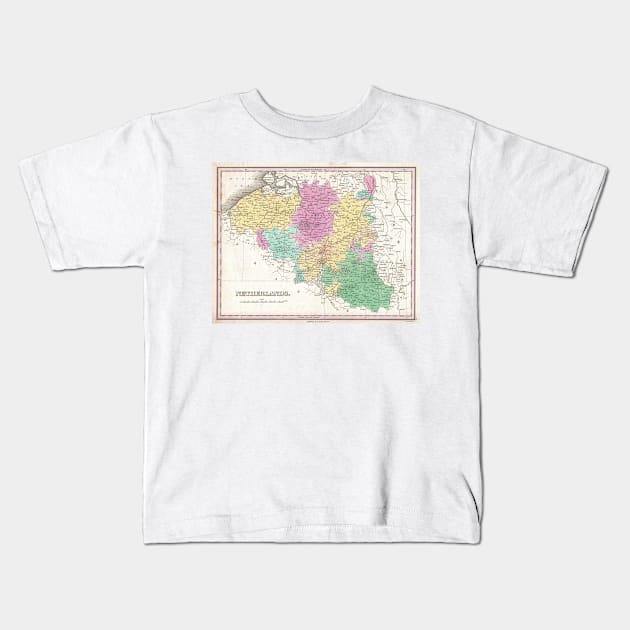 Vintage Map of Belgium (1827) Kids T-Shirt by Bravuramedia